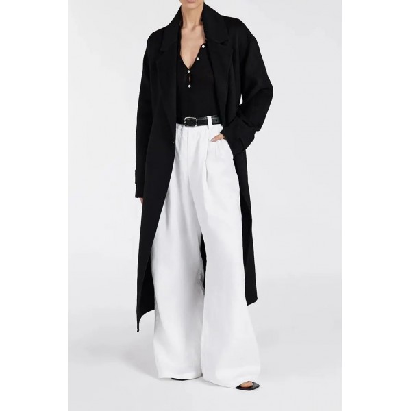 MILES BLACK WOOL WRAP COAT