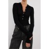 JANE BLACK MERINO POLO KNIT TOP