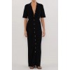 LIAM BLACK KNIT POLO MAXI DRESS