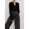 JANE BLACK MERINO POLO KNIT TOP