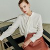 Streamer Neck Long Sleeve Satin White Shirt