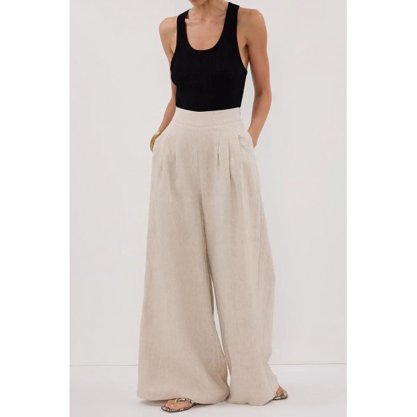 CODY NATURAL WIDE LINEN PANT
