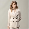 Beige White Professional Women's Autumn Winter Slim Fit Suit Set
