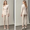 Beige White Professional Women's Autumn Winter Slim Fit Suit Set