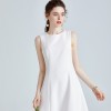 Commuter Sleeveless Solid Color Slim Fit Dress