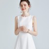 Commuter Sleeveless Solid Color Slim Fit Dress