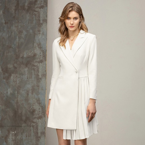 Fashion Elegant Simple Pleated Suit Dress