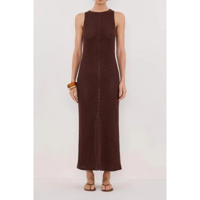 BLOOM CHOC CROCHET KNIT MAXI DRESS