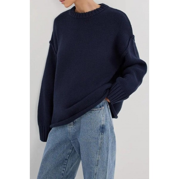 ROY NAVY LONGLINE KNIT JUMPER