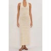 GINA CREAM HALTER CROCHET DRESS