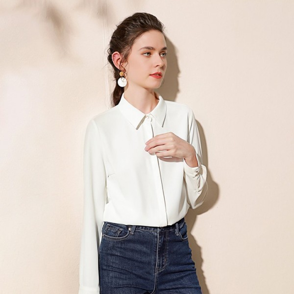 H-shaped Temperament chiffon white shirt Blouse