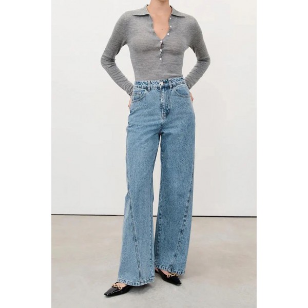 CARSON MID BLUE WIDE LEG JEAN