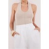 LISS STONE HALTER KNIT TOP