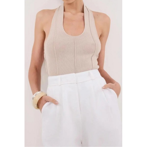 LISS STONE HALTER KNIT TOP