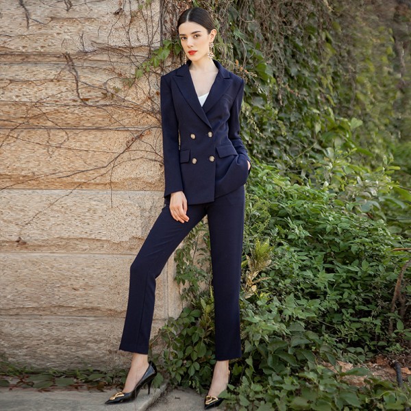 Women's Professional Navy Blue Suit Three Piece