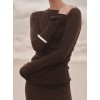 NICO BITTER CHOC MERINO KNIT TOP
