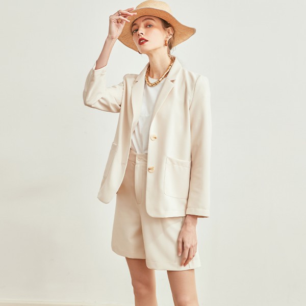 Women's Commuter Elegant Suit Jacket Casual Five-point Pants Set