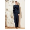 Navy Blue Belt Paper Bag Straight-Leg Pants