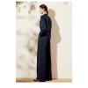 Navy Blue Belt Paper Bag Straight-Leg Pants
