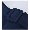 Navy Blue Belt Paper Bag Straight-Leg Pants