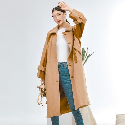 Autumn and Winter Long Double-sided Cashmere Wool Coat