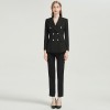 Women's Professional Temperament Black Suit Two-piece Suit