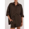 RHEA BITTER CHOC COTTON SHIRT