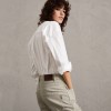 Women's Shiny Bead Chain Decorated Elegant White Shirt
