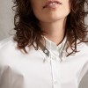 Women's Shiny Bead Chain Decorated Elegant White Shirt