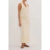 GINA CREAM HALTER CROCHET DRESS