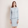 Women Fashion Light Blue Professional Suit and Skirt Set