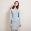 Women Fashion Light Blue Professional Suit and Skirt Set