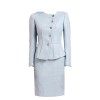 Women Fashion Light Blue Professional Suit and Skirt Set