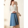 A-line Blue High Waist Skirt