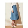 A-line Blue High Waist Skirt