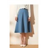 A-line Blue High Waist Skirt