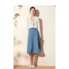 A-line Blue High Waist Skirt