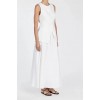 GEMIMA WHITE LINEN MIDI SKIRT