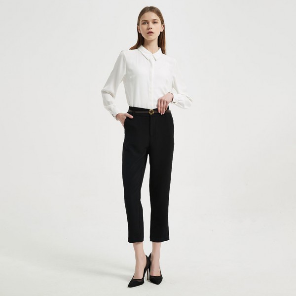 High Waist Casual Slim Nine-point Cigarette Pipe Suit Pants
