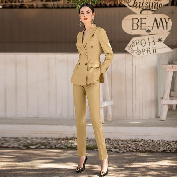 Women's Temperament Commuter Yellow Suit Two-piece