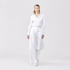 Women's Shiny Collar Metal Concealed Button Fly Long Sleeve White Shirt