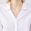 Women's Shiny Collar Metal Concealed Button Fly Long Sleeve White Shirt