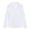 Women's Shiny Collar Metal Concealed Button Fly Long Sleeve White Shirt