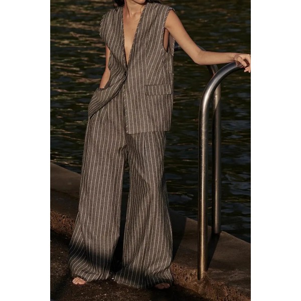 OLLIE SLATE STRIPE WIDE LEG PANT