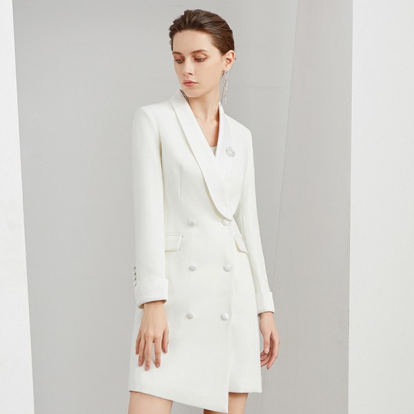 Fashion OL Double Breasted Irregular Suit Dress