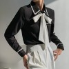 X-shaped Black and white patchwork shirt