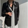 X-shaped Black and white patchwork shirt