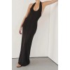 LISS BITTER CHOC HALTER KNIT MAXI DRESS