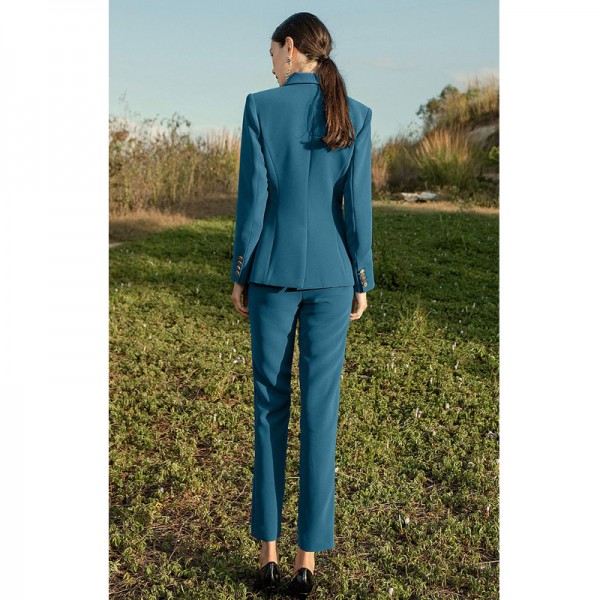 Klein Blue Women's Professional Suit Pants Skirts Set