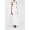 GEMIMA WHITE LINEN MIDI SKIRT